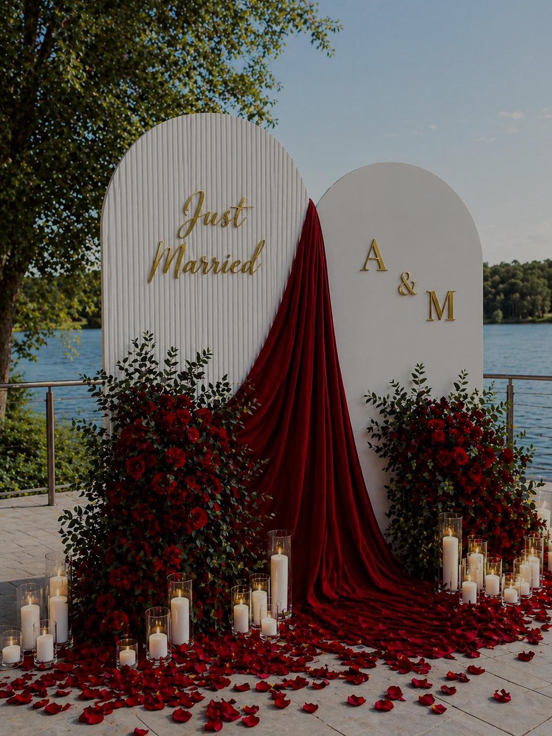 Decor masă nuntă cu flori albe